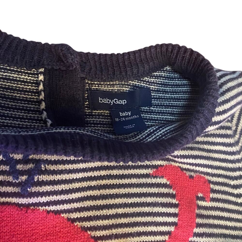 Gap blue‎ white striped whale long sleeve knit dress SIZE 18-24M - Picture 2 of 3
